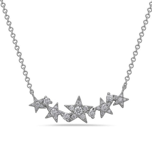 14K White Gold Diamond Star Necklace